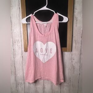 VS Victoria's Secret  T Shirt LOVE VS Graphic Tee Tank Top Sz M Pink Y2K 2000s